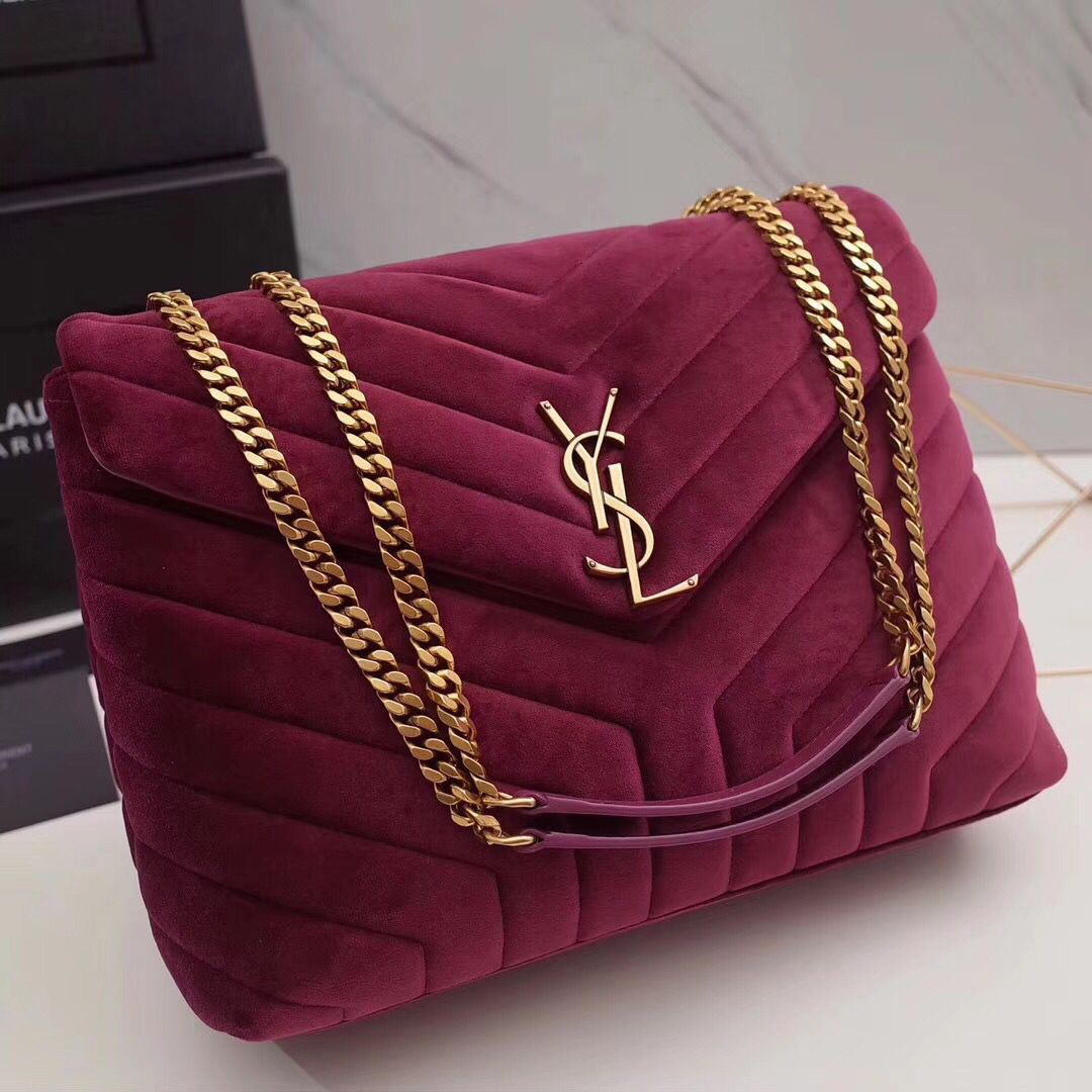 Y51 loulou monogram quilted velvet shoulder bag large 4801 30cm*20cm*10cm
