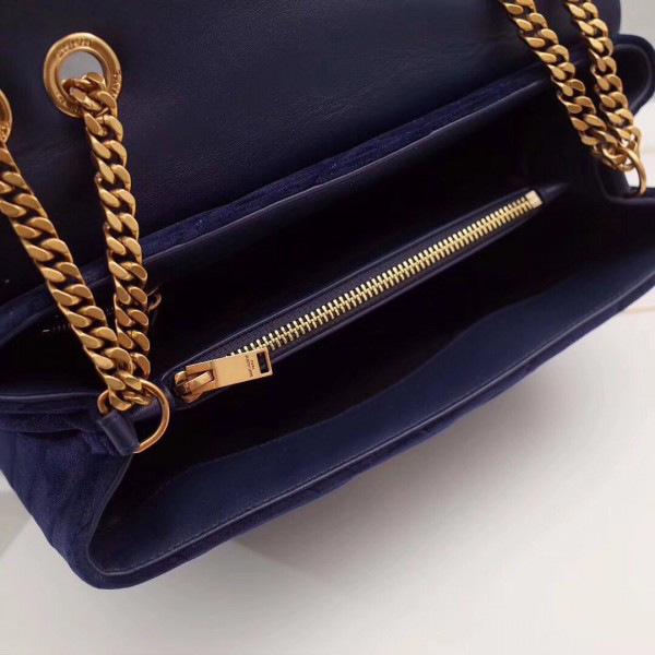 Y51 loulou monogram quilted velvet shoulder bag large blue  481 30cm*20cm*10cm