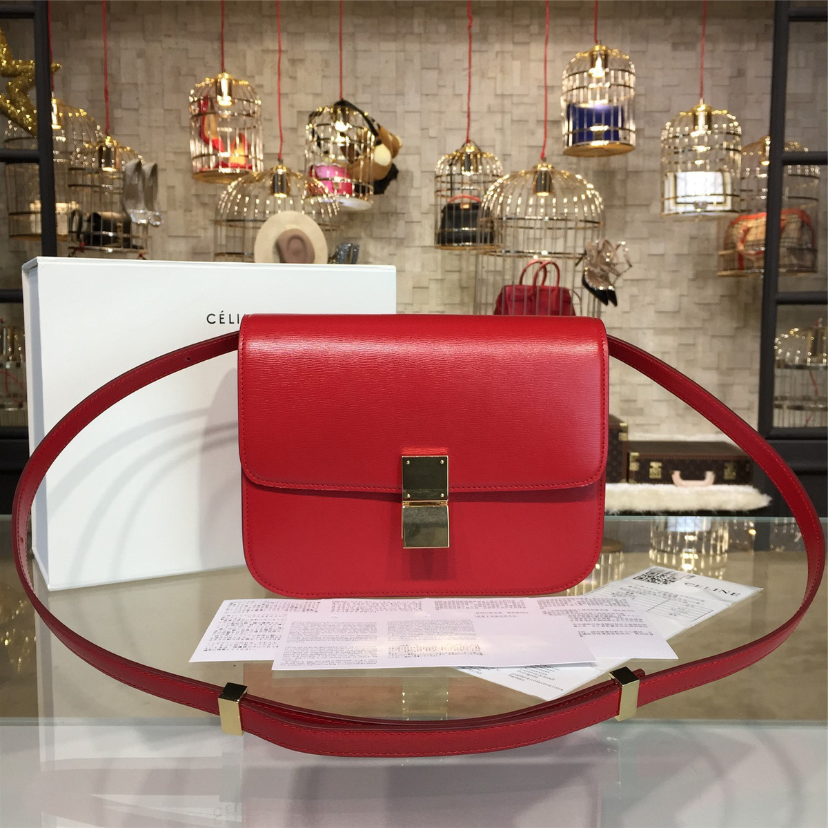 Ce1i*e leather classic box z1146 23.5cm x 6.5cmx 19cm