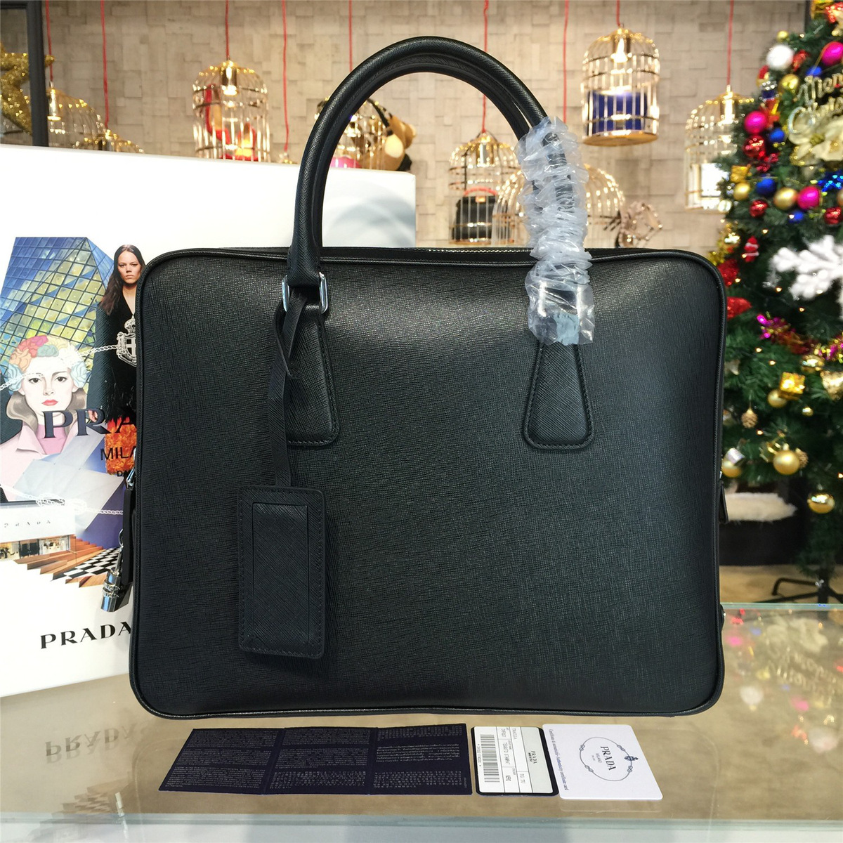 Pra*a leather briefcase 4222 37cm x 5.5cm x 29cm