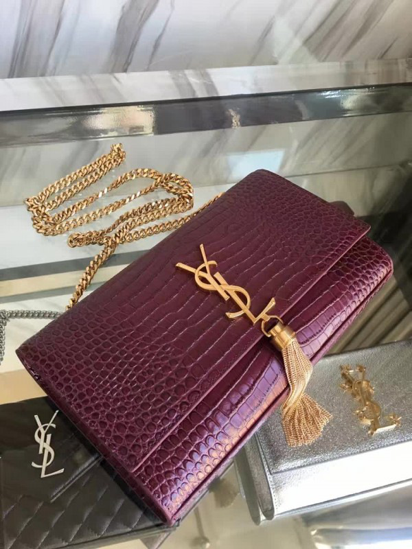 Y51 monogram kate gold tassel in embossed crocodile shiny leather 5042 24cm x 14.5cm x 5.5cm