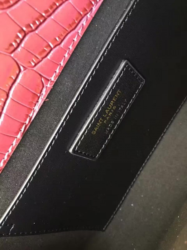 Y51 monogram kate gold tassel in embossed crocodile shiny leather 5042 24cm x 14.5cm x 5.5cm