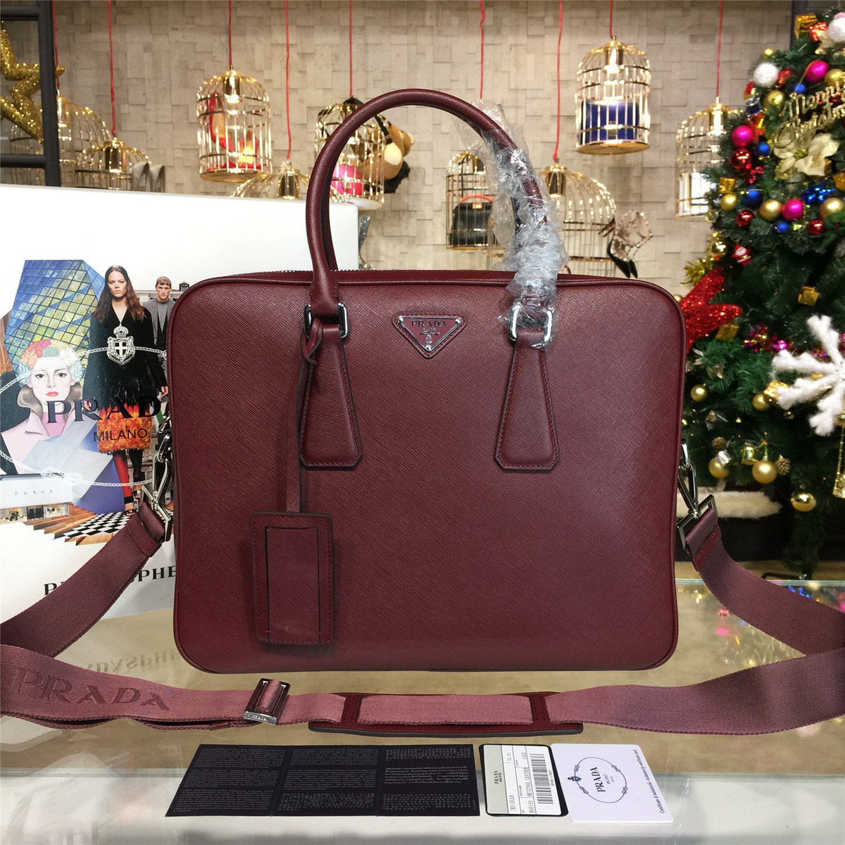 Pra*a leather briefcase 4226 36cm x 8.5cm x 28cm