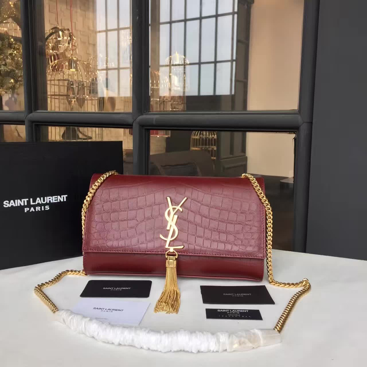 Y51 monogram kate in embossed crocodile shiny leather cohotbag 4765