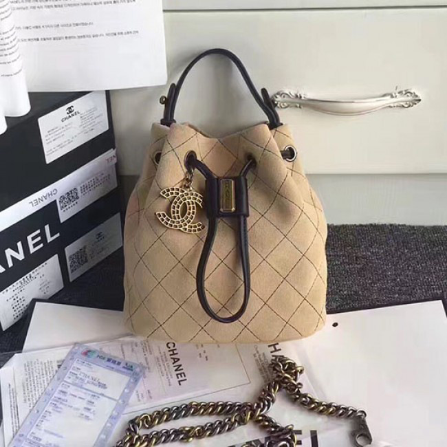 Ch**el calf leather mini bucket bag