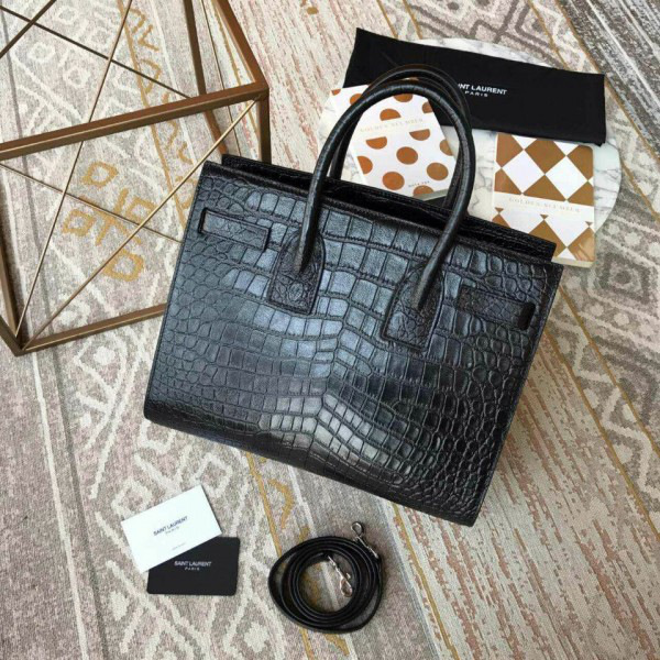 Y51 sac de jour crocodile embossed leather black 4919