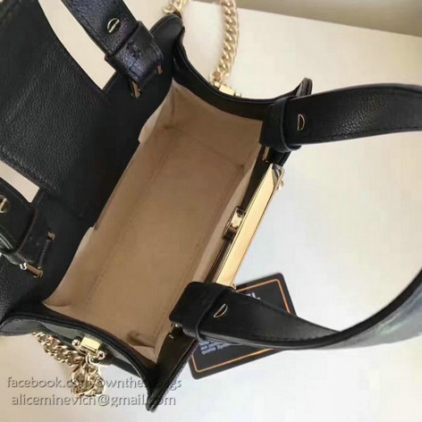 Ch**el small label click leather shopping bag black