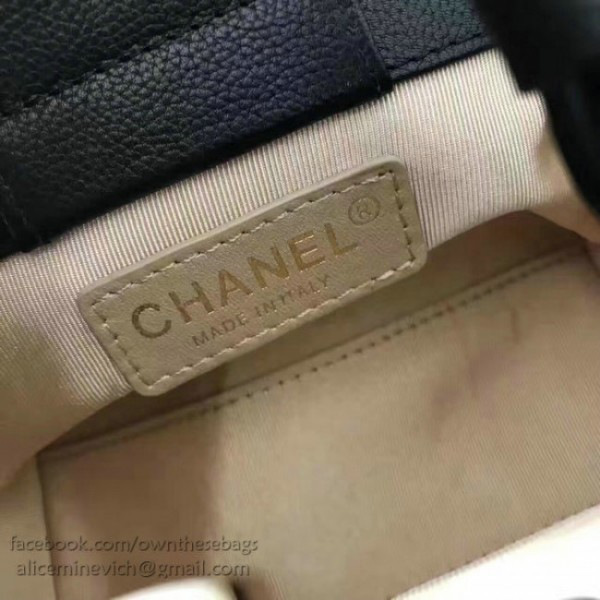 Ch**el small label click leather shopping bag black