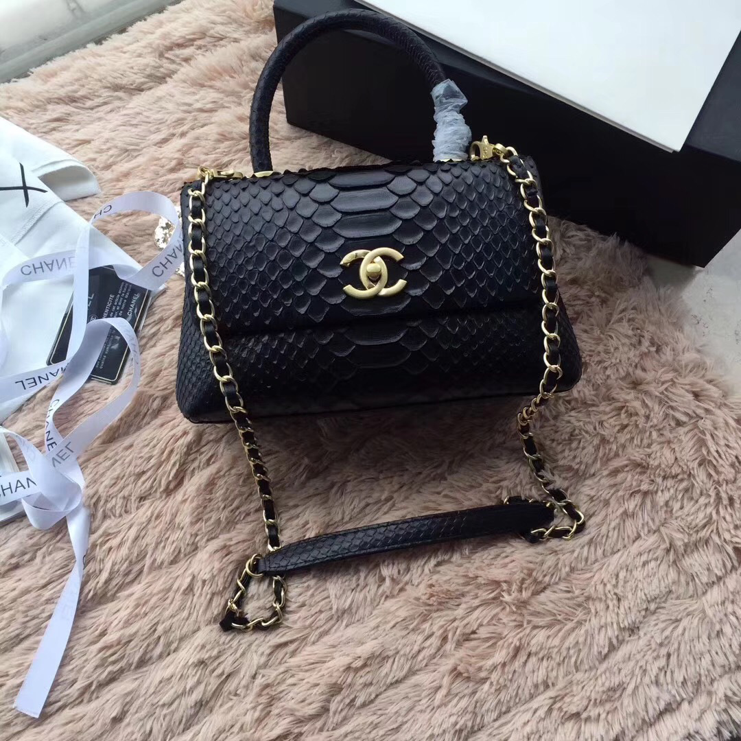 Ch**el original snake skin black 25*15*12 cm