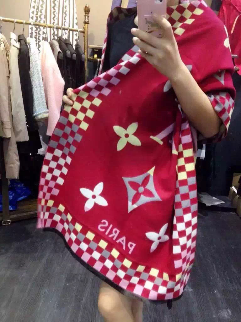 LV cashmere long scarf a10 red