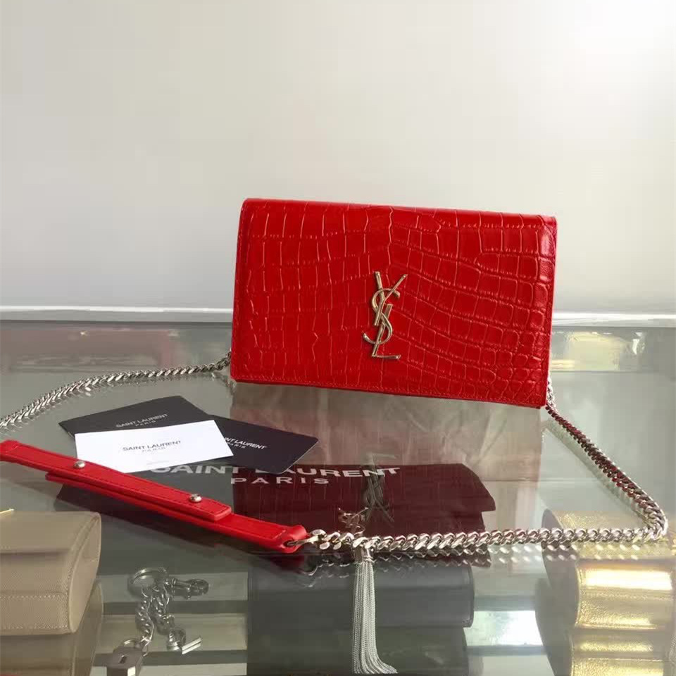 Y51 monogram kate crocodile embossed shiny leather 5024 22.5cm x 14cm x 4cm