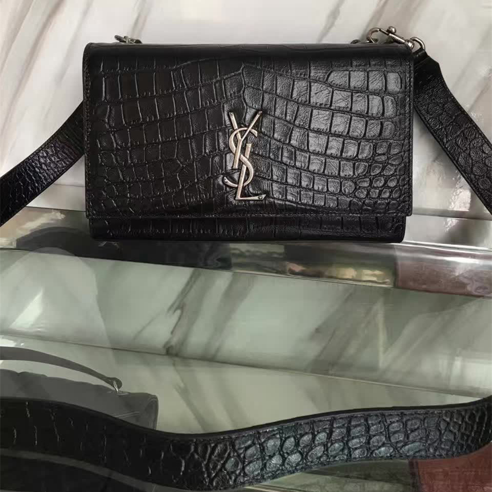 Y51 monogram kate crocodile embossed shiny leather 5023 24cm x 15.5cm x 4.5cm