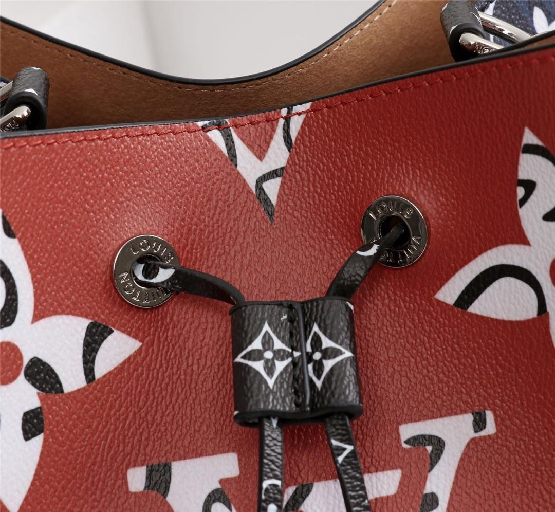 LV trendy bucket bag m44021 brown red and dark blue