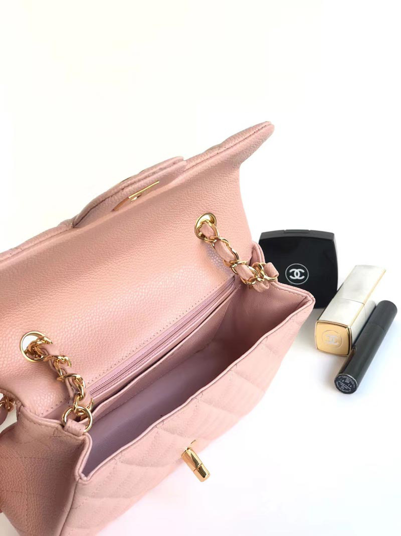 Ch**el classic flap bag caviar leather sliver&gold chain 20cm