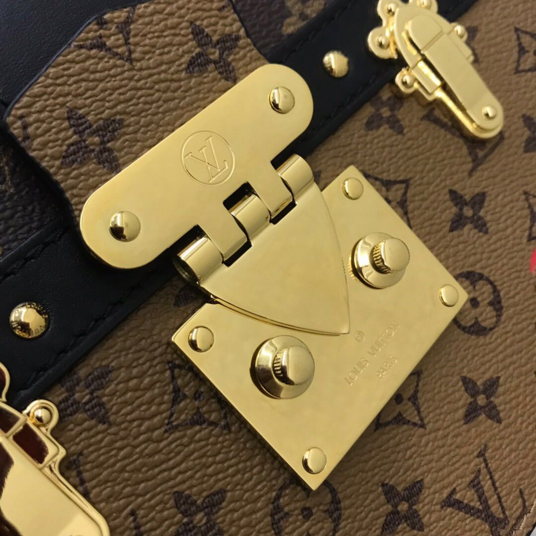 LV  trunk clutch canvas printing handbag 20.0cm x 12.0 cmx 5.5 cm