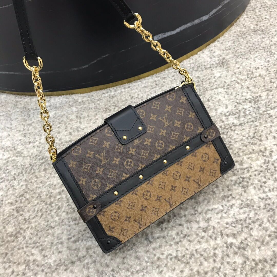 LV  trunk clutch canvas printing handbag 20.0cm x 12.0 cmx 5.5 cm