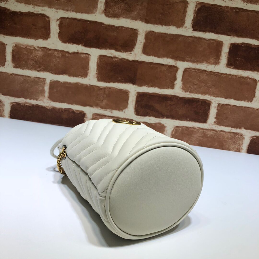 Gvc*1 white gg marmont gold vuckle leather