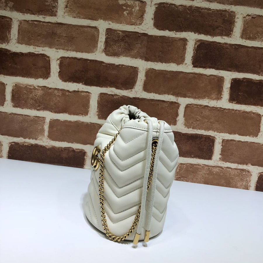 Gvc*1 white gg marmont gold vuckle leather