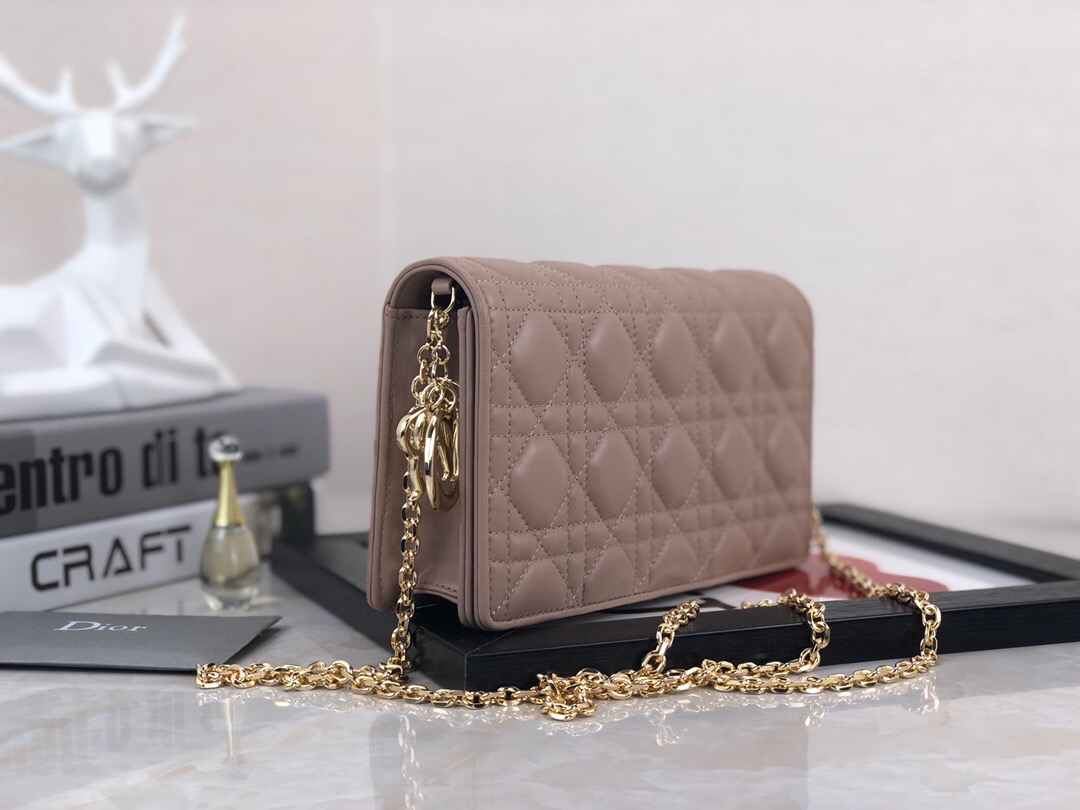 d10r D1am0nd check chain bag dark powder 22cm