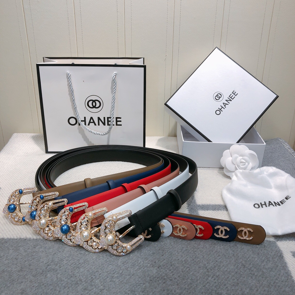Ch**el new plain weave leather soft belt