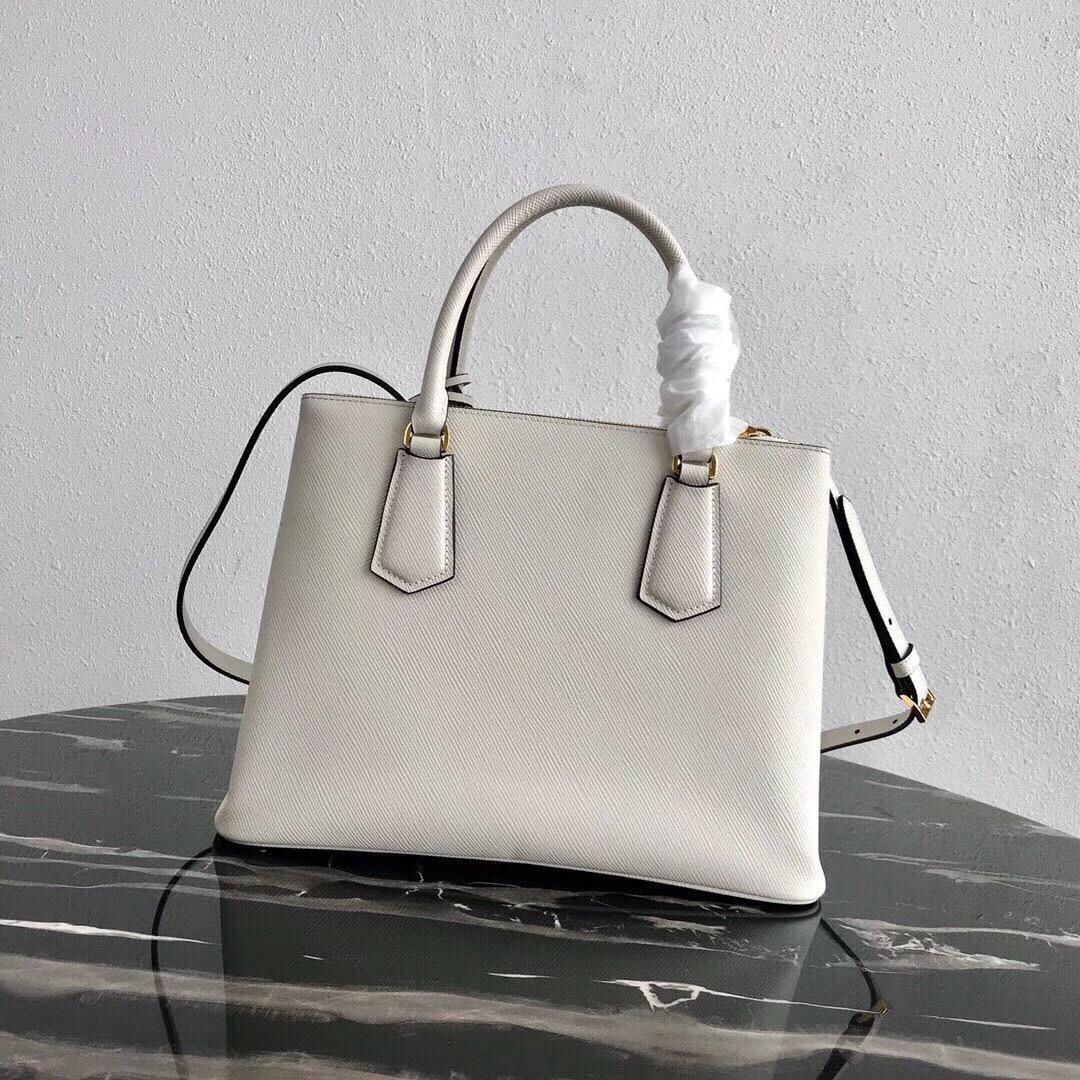 Pra*a medium galleria saffiano white 1ba232 31 × 22.5 × 13.5cm