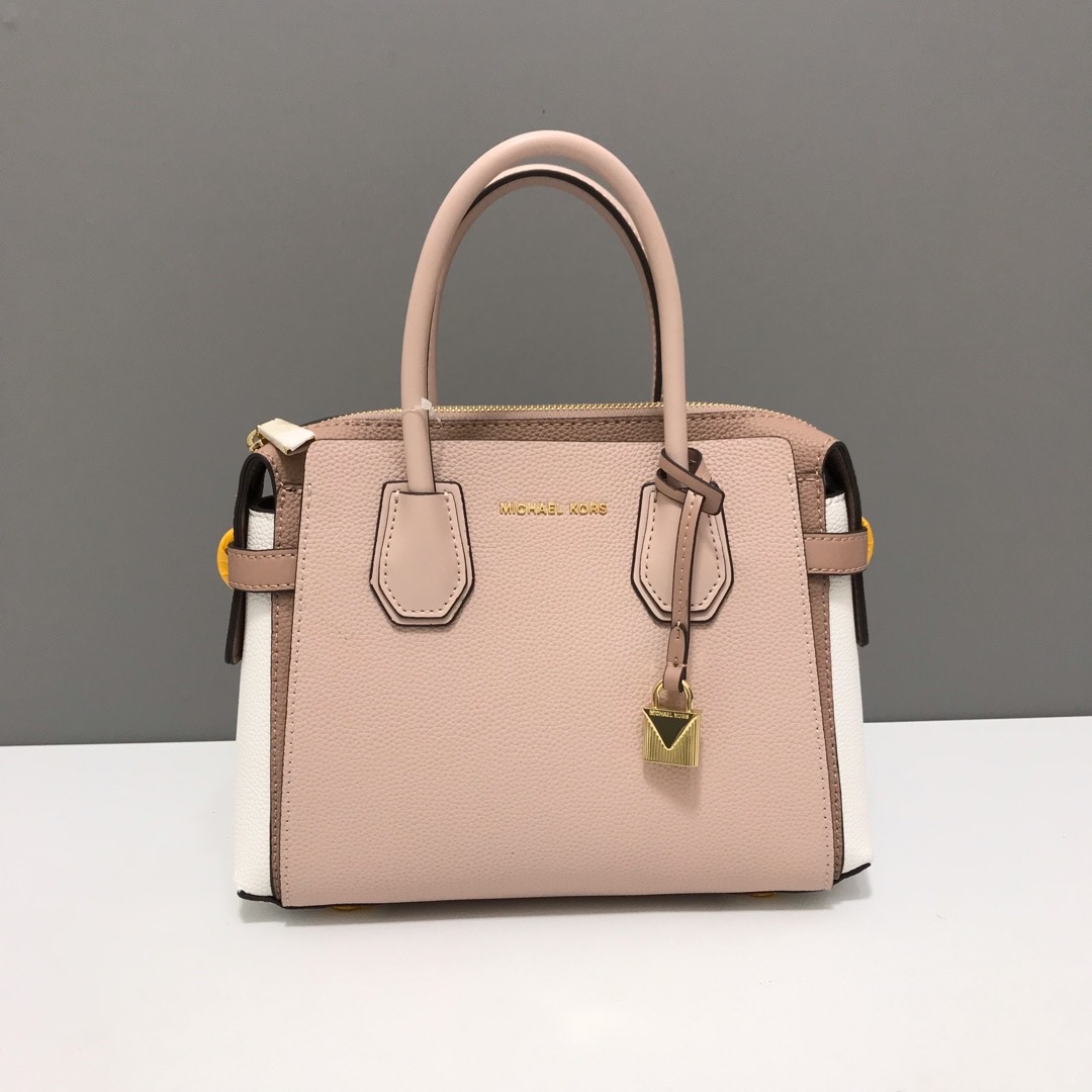 Mercer Medium Tri-Color Pebbled Leather Belted Satchel 27 x 20 x 11cm