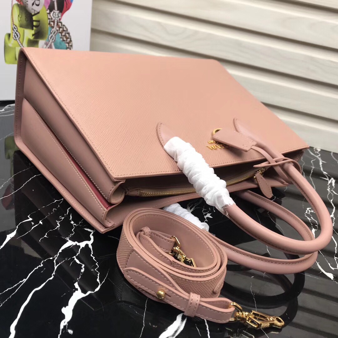 Large saffiano leather handbag pink 1BA153 34 × 24 × 13cm