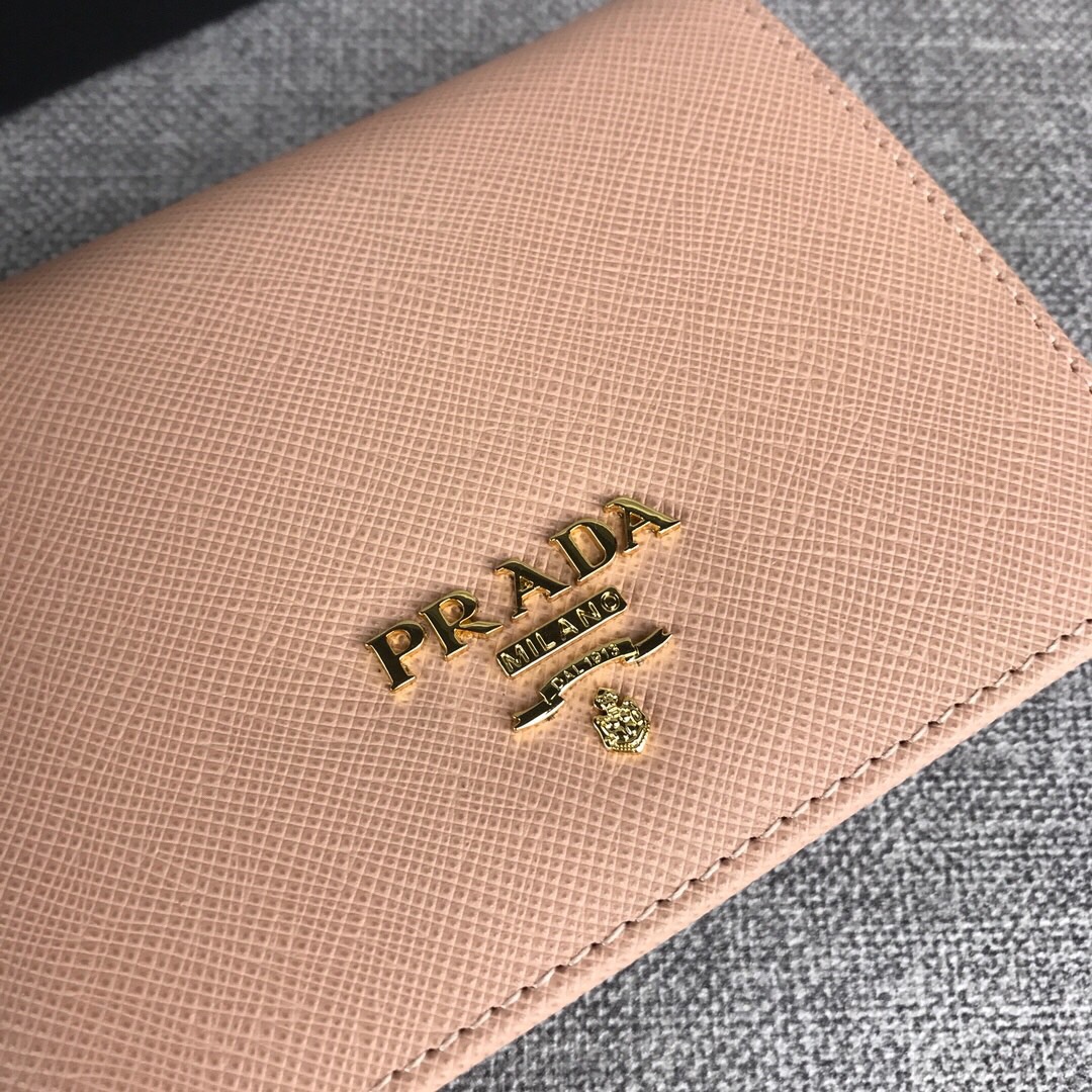Pra*a small saffiano leather wallet nude pink 1mv204 11.2 x 8.5 cm