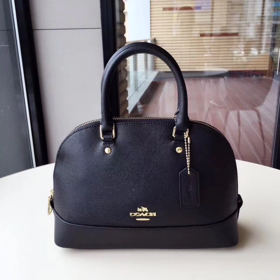 C0a*h mini shell bag satchel crossgrain leather black f57555 25 x 18 x 10cm