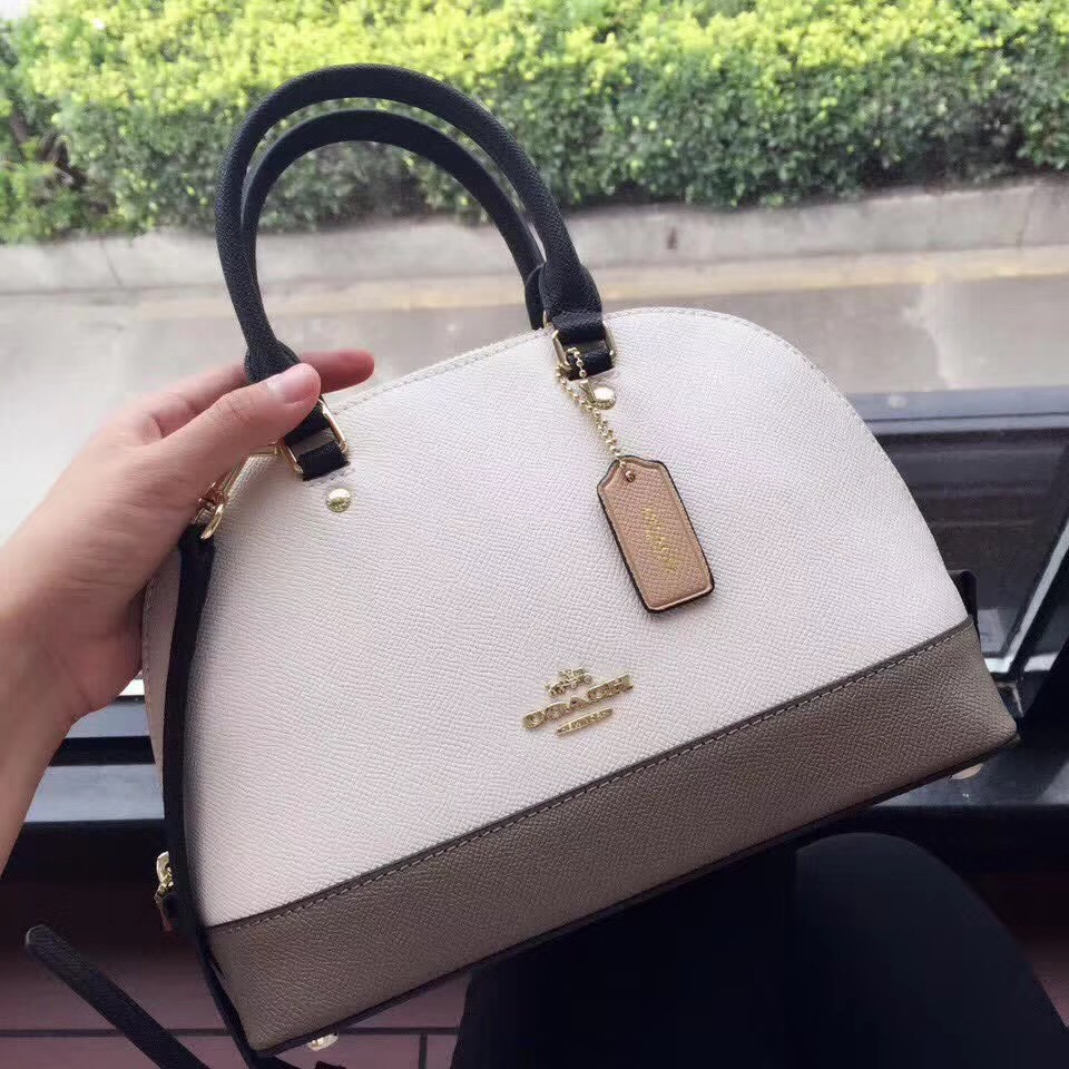 C0a*h mini shell bag satchel crossgrain leather white and gray f57555 25 x 18 x 10cm