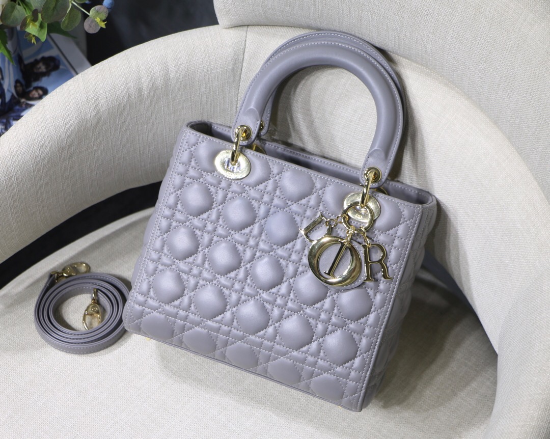 D10r medium lady bag gray cannage lambskin m0565 24 x 20 x 11cm