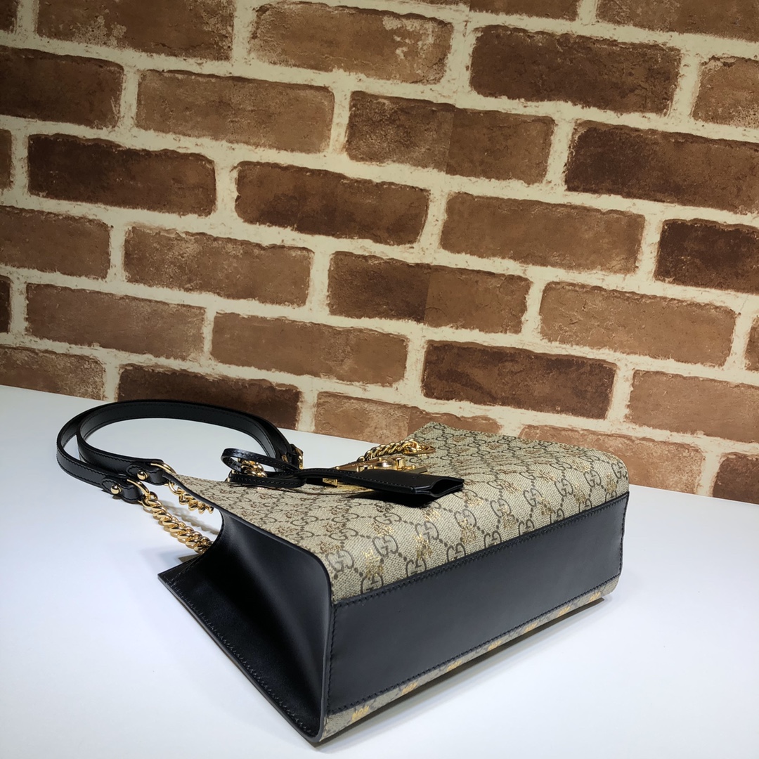 Gvc*1 padlock small gg bees shoulder bag ‎498156 9f26g 26 x 18 x 10 cm