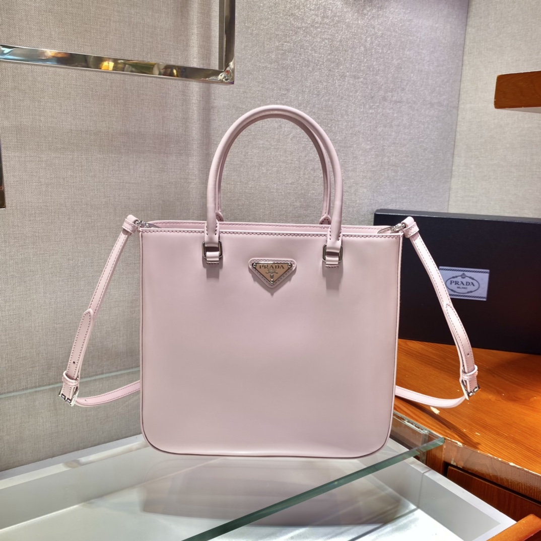 Pra*a  brushed leather tote bag flamingo pink 1ba330 24 x 22 x 6 cm