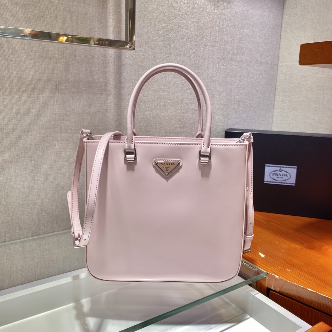 Pra*a  brushed leather tote bag flamingo pink 1ba330 24 x 22 x 6 cm