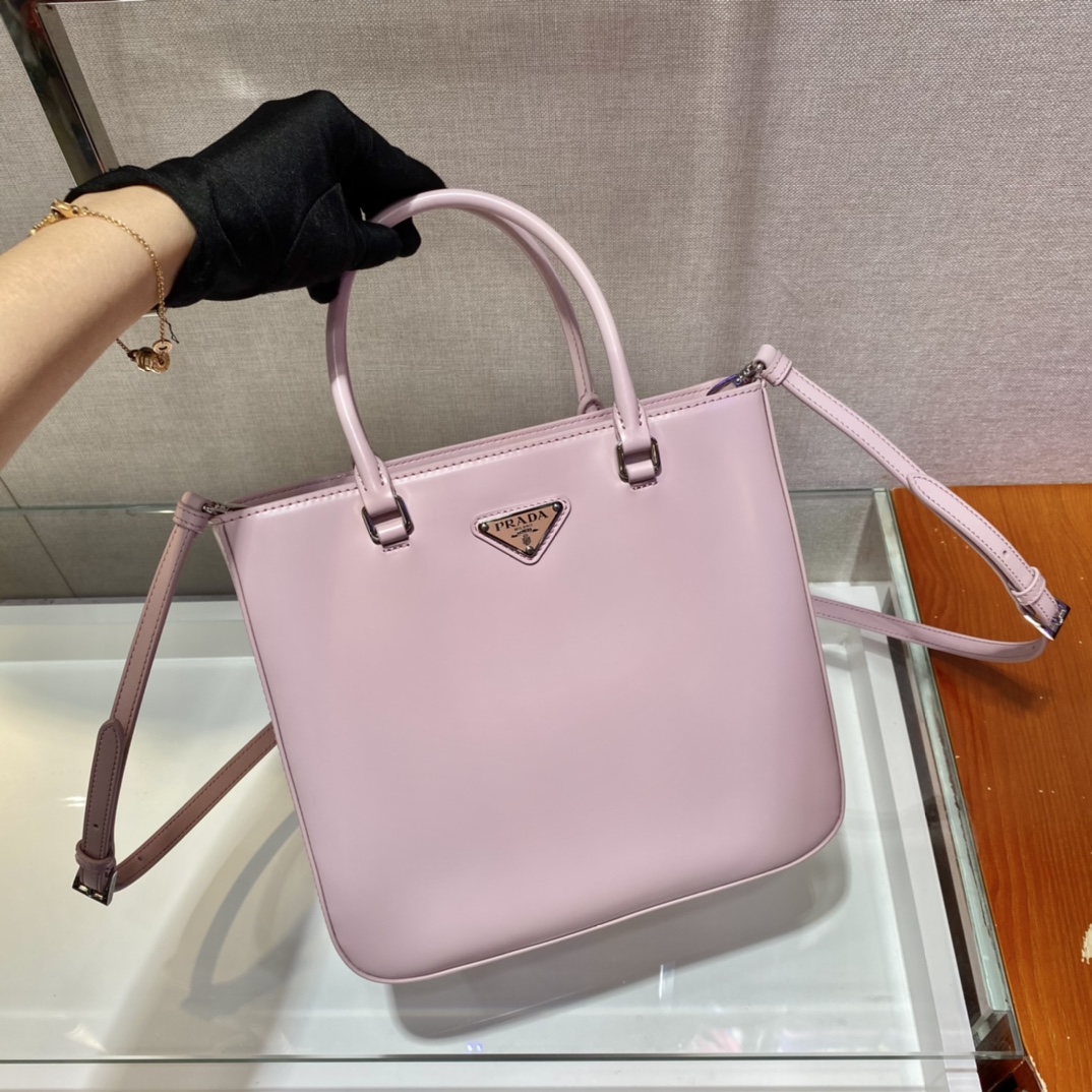 Pra*a  brushed leather tote bag flamingo pink 1ba330 24 x 22 x 6 cm