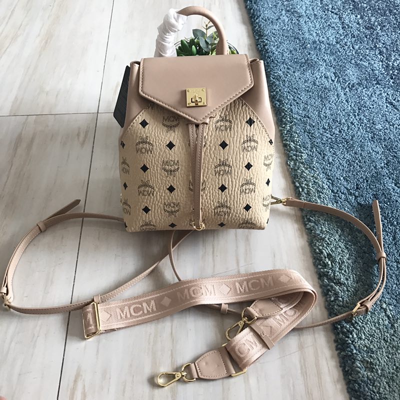 MCM Essential Backpack in Visetos Original Beige MWK9SSE05CO001 24 x 21 x 12 cm
