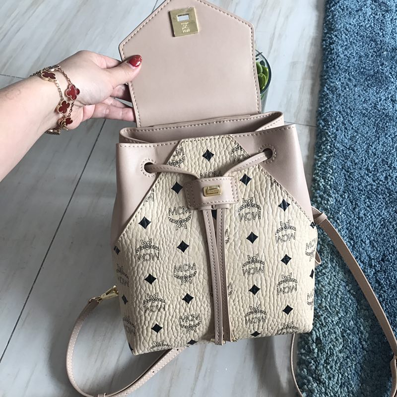MCM Essential Backpack in Visetos Original Beige MWK9SSE05CO001 24 x 21 x 12 cm