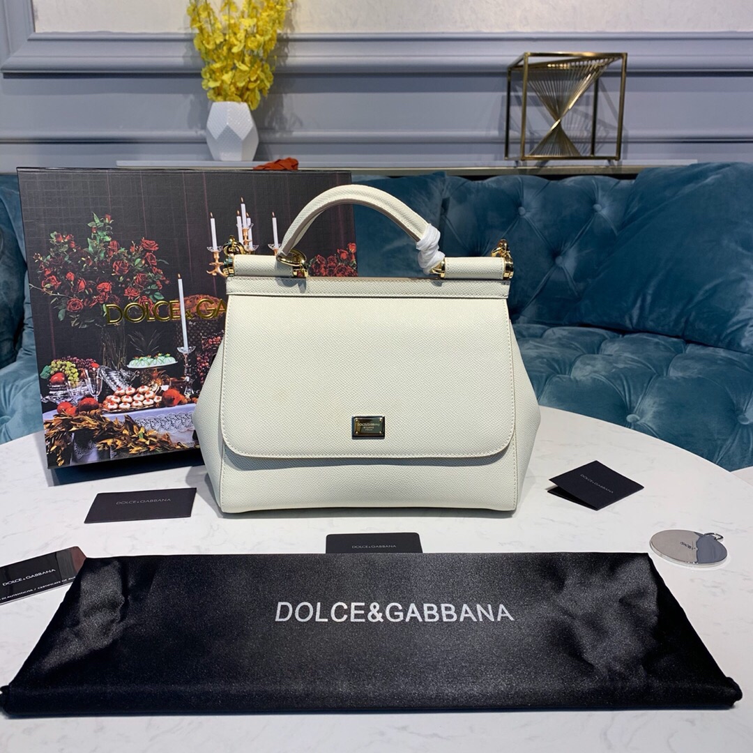 d01ce & Gab*a*a medium dauphine leather sicily bag white bb4347a100180001 25 x 12 x 20 cm