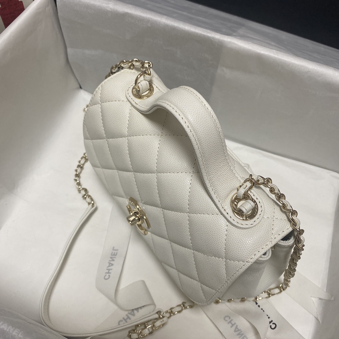 Ch**el mini flap bag with top handle white a93749 19 x 7 x 14 cm