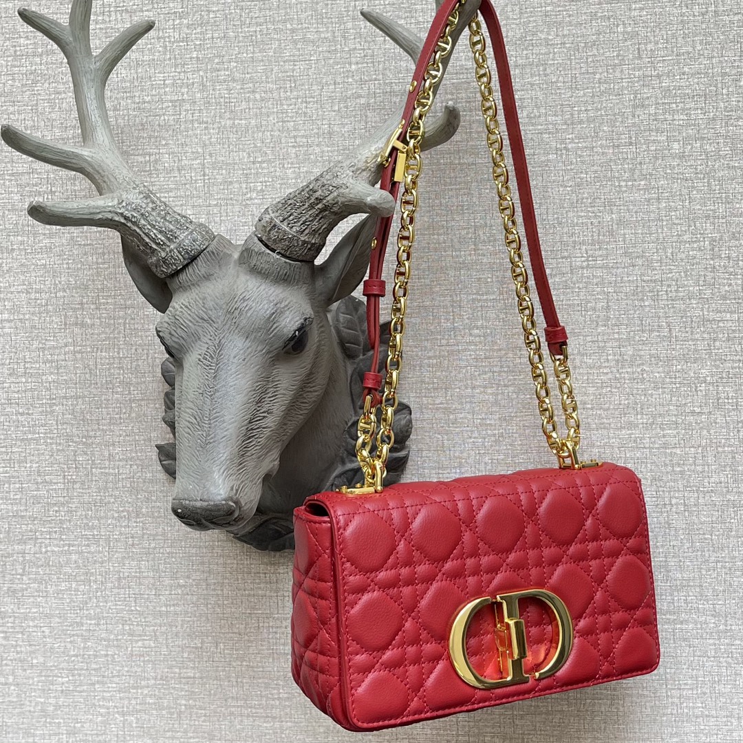 d10r small caro bag raspberry S*pple cannage calfskin m9241uwhc 20 × 12 × 7 cm