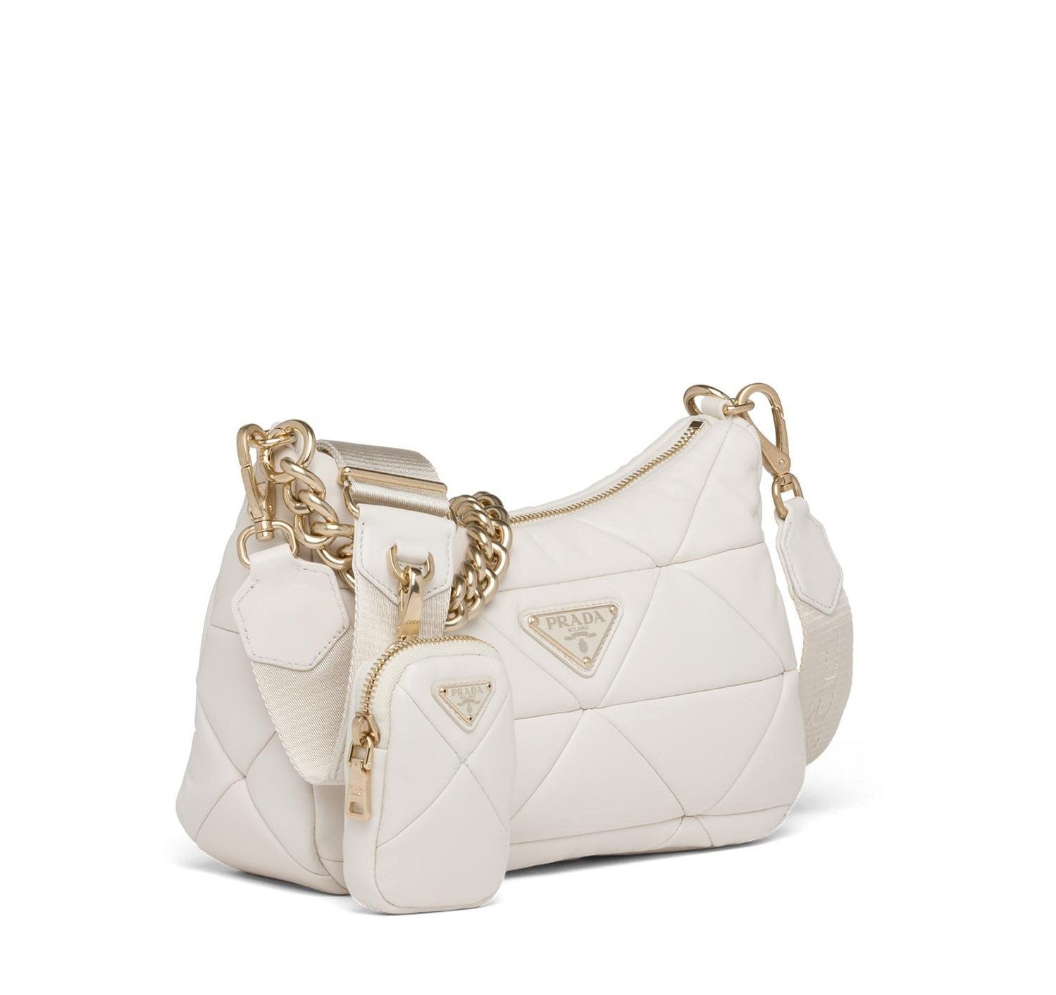 Pra*a system nappa leather patchwork shoulder bag 1bc157 24 x 18.5 x 9 cm