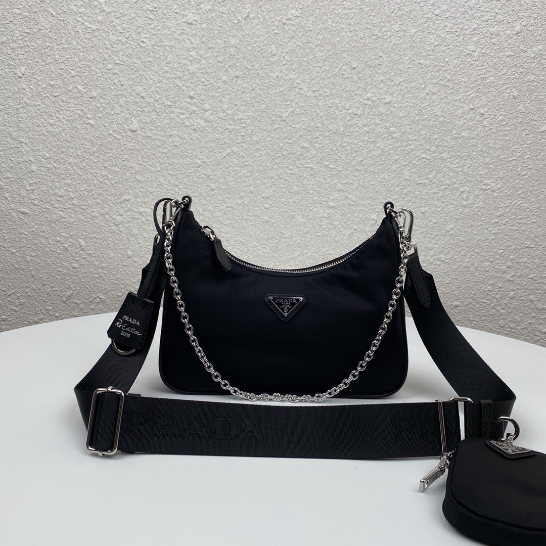 Pra*a re-edition 2005 nylon bag black 1bh204 22 x 12 x 6 cm