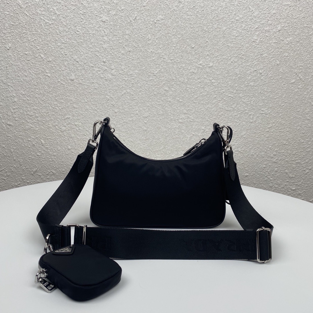 Pra*a re-edition 2005 nylon bag black 1bh204 22 x 12 x 6 cm