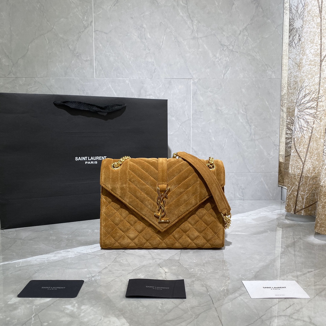 Y51 envelope medium bag in mix matelassÉ velvet beige 487206  24 × 17.5 × 6 cm