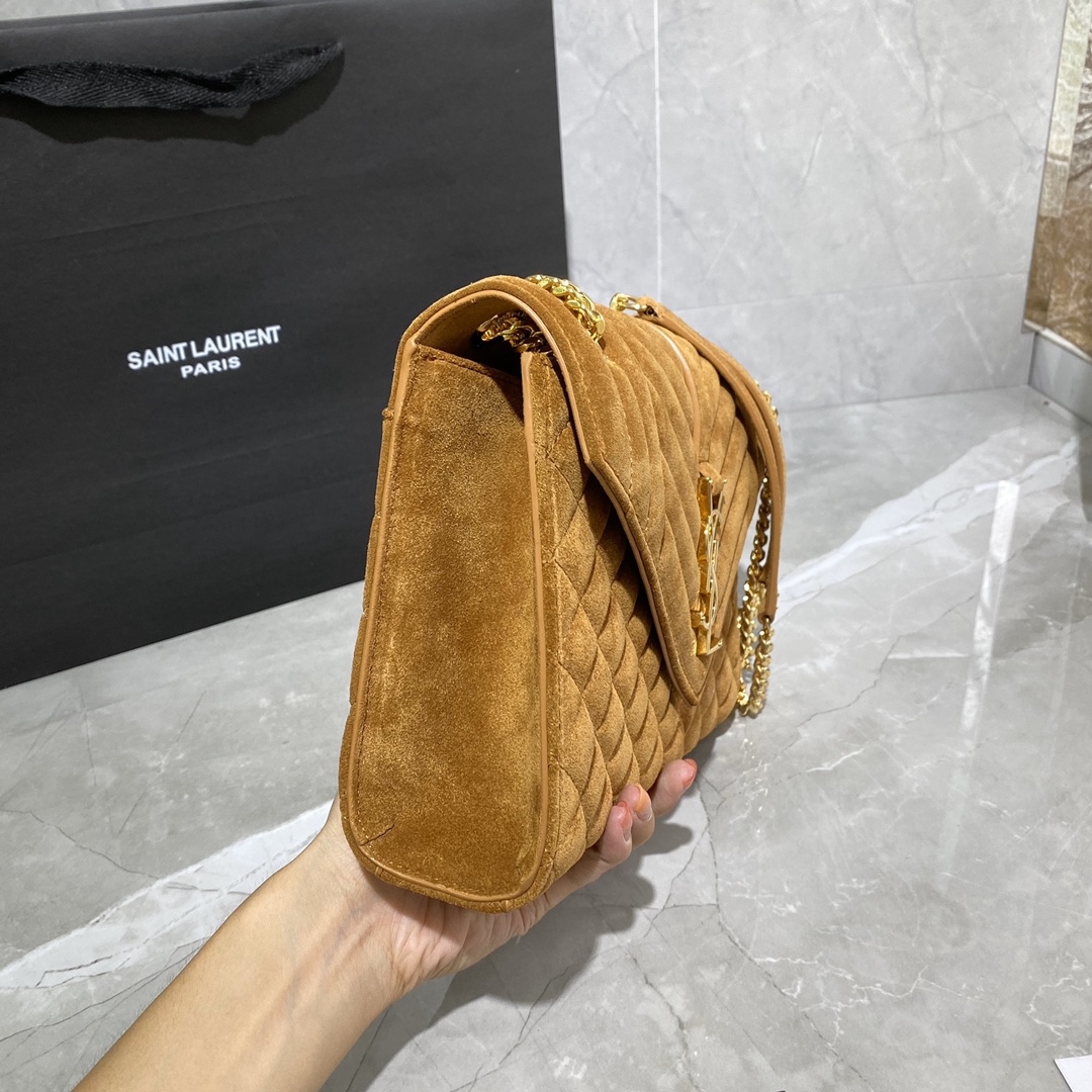 Y51 envelope medium bag in mix matelassÉ velvet beige 487206  24 × 17.5 × 6 cm