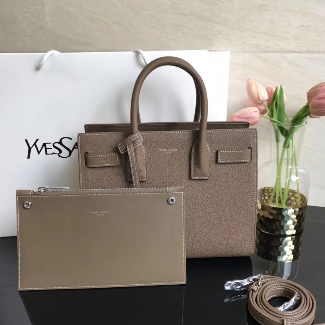 Y51 classic sac de jour baby in grained leather  dark beige 421863 26 x 20.5 x 12.5 cm
