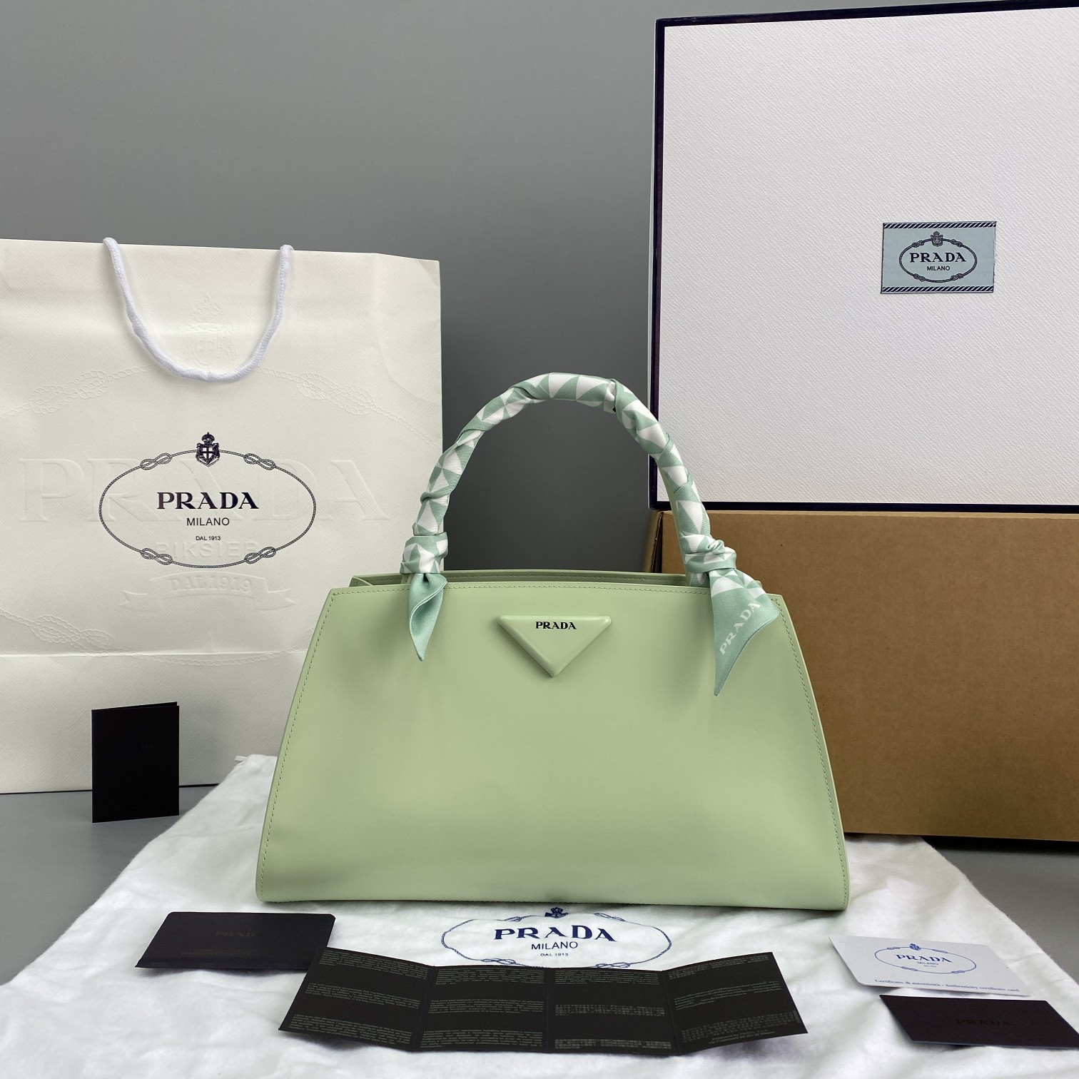 pra*a M1vccia x raf simons lime green blue 33 x 18 x 13.5 cm