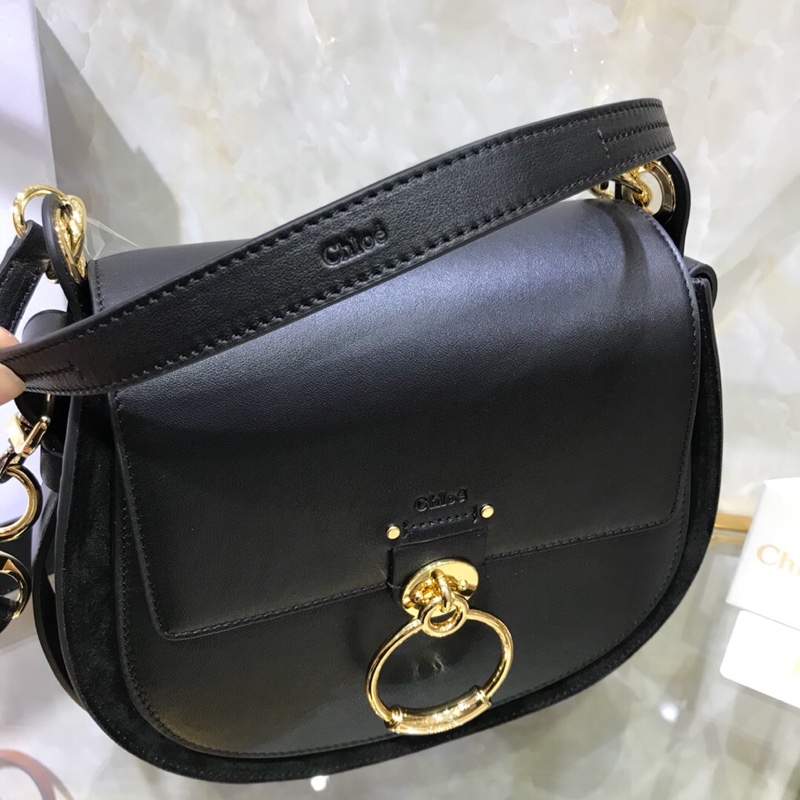 Ch10e Ch10É small tess bag tess small purse in shiny & suede calfskin black chc18ws153a373i2 20 x 18.5 x 7 cm