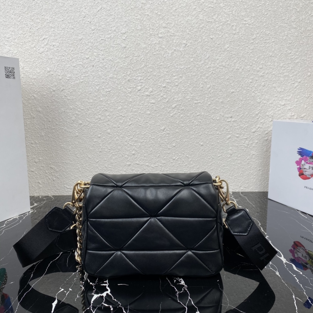 Pra*a system nappa leather patchwork bag black 1bd292 21 x 16 x 7 cm