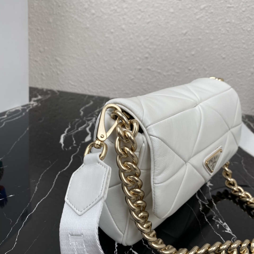 Pra*a Pra*a system nappa leather patchwork bag white 1bd292 21 x 16 x 7 cm